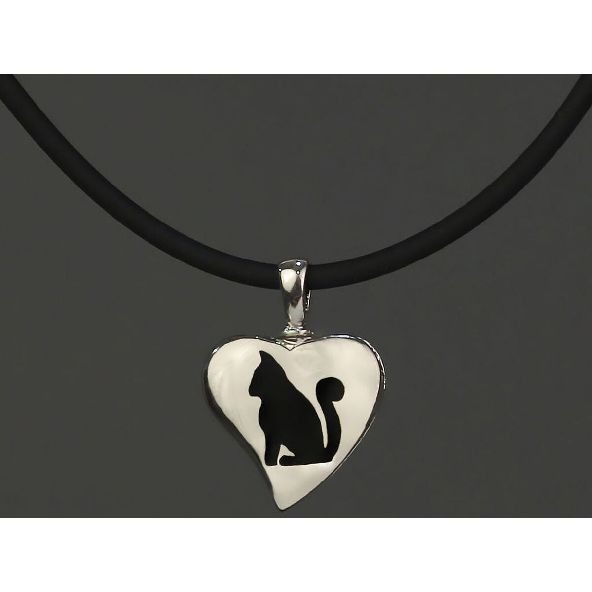 Ladies' Pendant Pet Zen 15 X 16 MM Black Silver