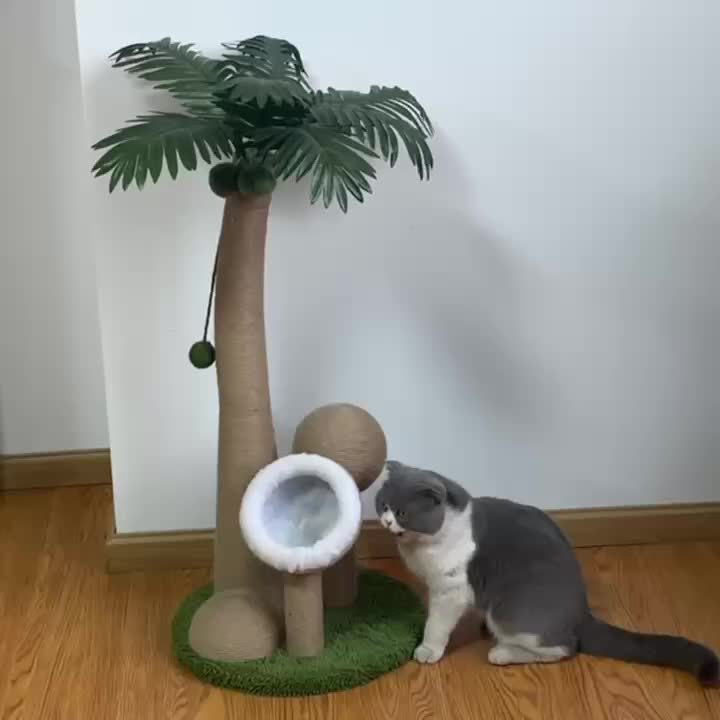 Coconut Tree Cat Scratching Post with Ball Toy