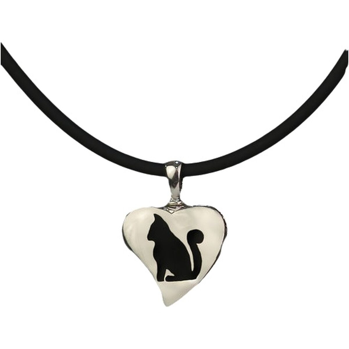 Ladies' Pendant Pet Zen 15 X 16 MM Black Silver