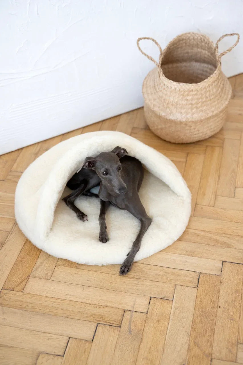 Natural Wool Pet Cave - White