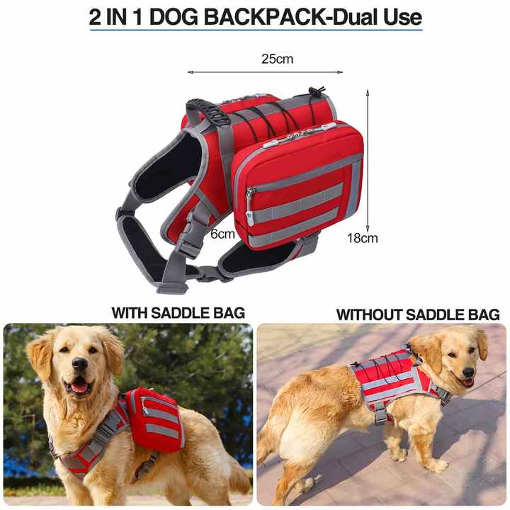 NNEDSZ Black Dog Tactical Backpack Harness - Adjustable Outdoor Camouflage Saddle Bag for Dogs