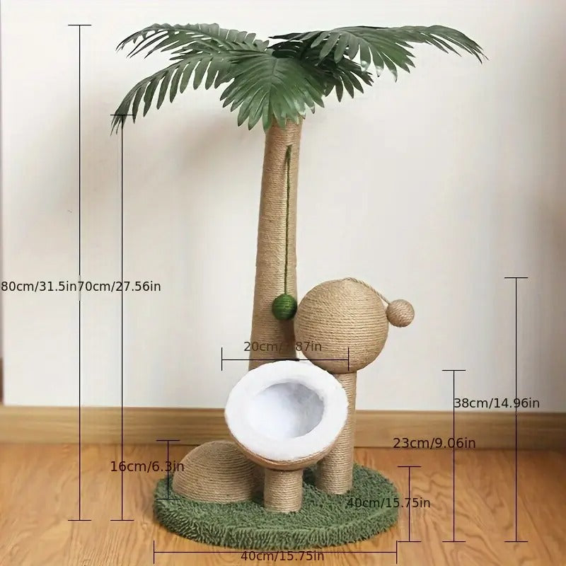 Coconut Tree Cat Scratching Post with Ball Toy